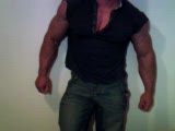huge bodybuilder on webcam