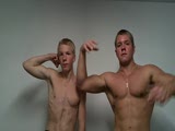 Teen brothers bodybuilding posing lesson