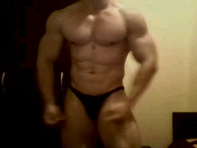 Bodybuilder posing on webcam Pt2