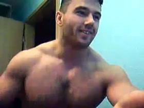 Hairy handsome guy on webcam