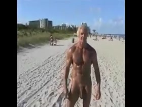 muscle granddad beach posing