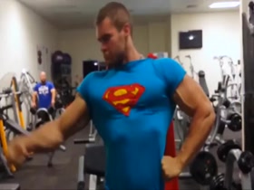 superman at the gym