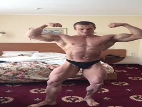 Ripped Bodybuilder Hotel Posing