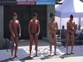 Teen bodybuilders at memorial day contest on venice beach