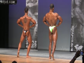 Bodybuilder competing in thong