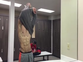 Huge MuscleGod Strips and Flexes in the locker room