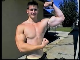 Massive biceps on hot young bodybuilder, part two
