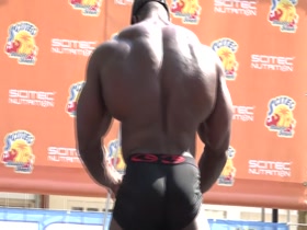 Brandon Curry Posing at Scitec Muscle Beach