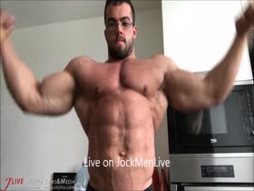 Bodybuilder Posing for Muscle Worship Session