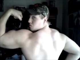 Teen redneck god flexes muscles