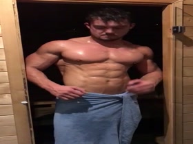Muscular Model Posing in Towel