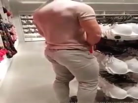 Showing his thong in the mall