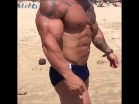 When you find a body builder jogging at the beach