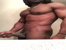 Fit Black Muscle Pup Makes His Big Cock Explode
