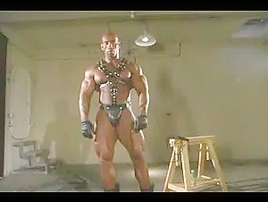 Black leather muscle guy
