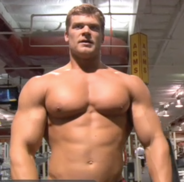 Brandon Myles White showing off his super pumped-up body in a 2009 workout.