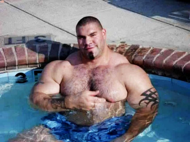 Weightlifter at the pool.