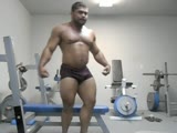 Offseason Bodybuilder Posing after Leg Day