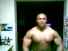 Young beefy black Bodybuilder