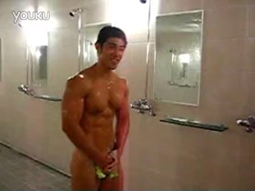 Korean muscle guy shower