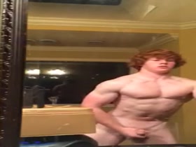 Hot redheaded muscle jerks off