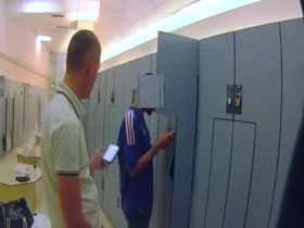 Straight dude playing with his cock in the locker room