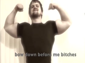 PowerBlue flexing in tight shirt