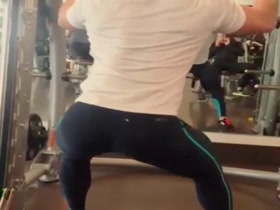 straight guy tries to please a girl with hip twist in legging
