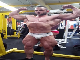 Bodybuilder Posing in Tighty Whites