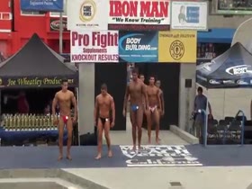 Teen athletes at Muscle Beach contest