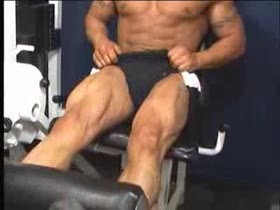 Bodybuilder Bobby trains legs and biceps