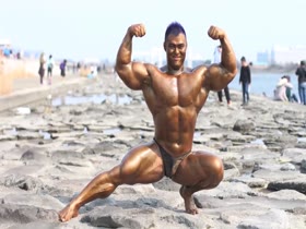 Taichi Shimizu greased up and guest posing