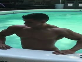 muscle man in the pool
