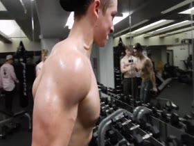Cute funny blond young bodybuilder