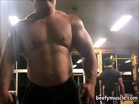 Muscle bull trains shirtless