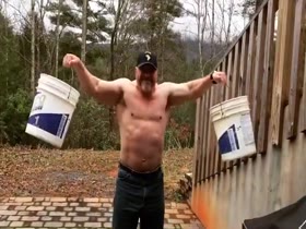 BIG J Lifting heavy buckets shirtless
