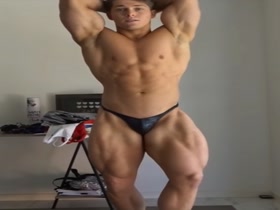 Young Aussie Bodybuilder Posing in a Tight Thong