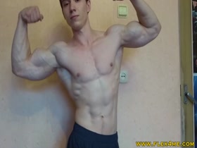 Massive, veiny biceps flexing hard