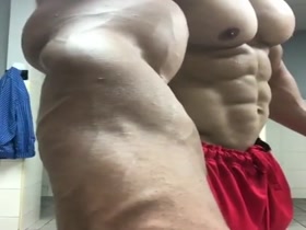 Huge Giant Bodybuilder Poses and Flexes Big Pecs Gym Motivation