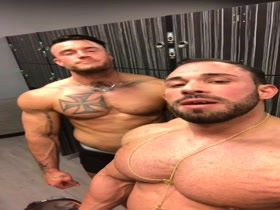 Muscle friends at locker room