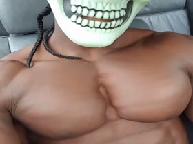Michael Carter's huge bouncing & popping pecs.  Too gorgeous to be scary