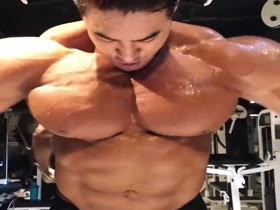 Chul Soon and his huge, juicy, pumped up, massive twin muscle pillow pecs