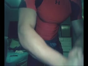 Tight Muscle in Red Under Armour Shiny Shorts Skimpy Red Underwear