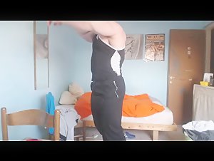 Dani tries on his new gym gear