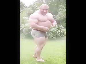 Huge muscleman in the garden..