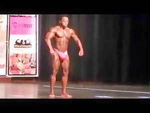 Bodybuilding competitor with large packet