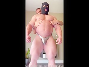 Masked bodybuilder worshipped