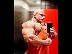 Massive Biceps of huge bodybuilder Bartek Popielarczyk…