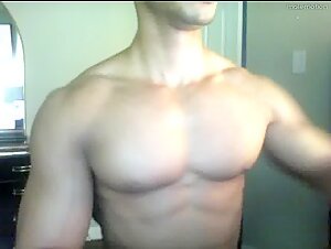 Ripped muscle hunk on webcam