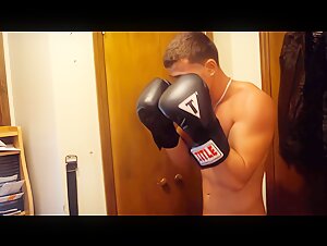 Hot guy shadowboxing